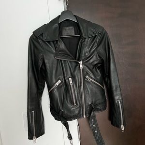 All Saints Balfeen Leather Jacket sz 4 Black